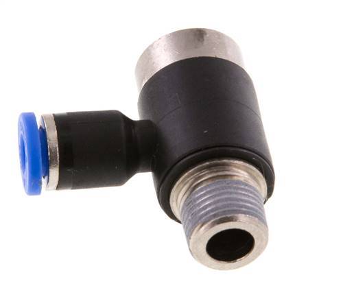 4mm x R1/8'' 90 graden L-vorm Messing/PA 66 Insteekfitting Buitendraad Binnenzeskant Draaibaar NBR [2 Stuks]
