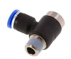 6mm x R1/8'' 90deg Elbow L-shape Push-in Fitting with Male Threads Brass/PA 66 NBR Inner Hexagon Rotatable [2 Pieces]
