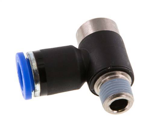 8mm x R1/8'' 90 graden L-vorm Messing/PA 66 Insteekfitting Buitendraad Binnenzeskant Draaibaar NBR [2 Stuks]