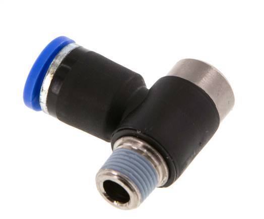 8mm x R1/8'' 90 graden L-vorm Messing/PA 66 Insteekfitting Buitendraad Binnenzeskant Draaibaar NBR [2 Stuks]