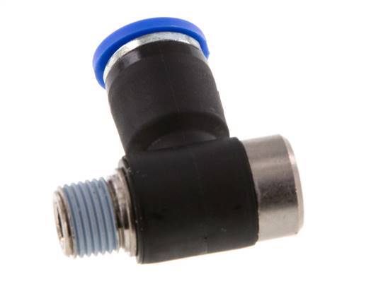 8mm x R1/8'' 90deg Elbow L-shape Push-in Fitting with Male Threads Brass/PA 66 NBR Inner Hexagon Rotatable [2 Pieces]
