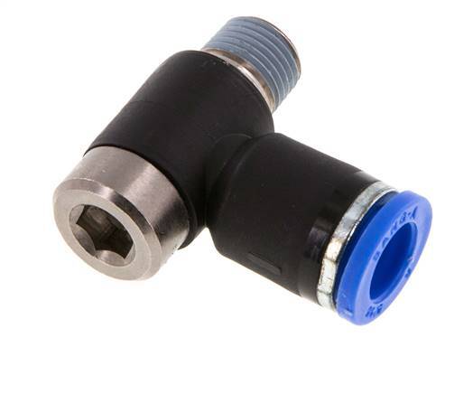 8mm x R1/8'' 90 graden L-vorm Messing/PA 66 Insteekfitting Buitendraad Binnenzeskant Draaibaar NBR [2 Stuks]