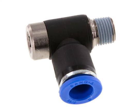 8mm x R1/8'' 90 graden L-vorm Messing/PA 66 Insteekfitting Buitendraad Binnenzeskant Draaibaar NBR [2 Stuks]