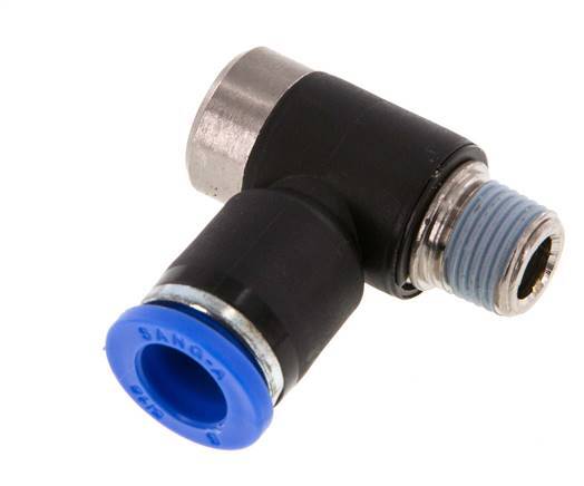 8mm x R1/8'' 90 graden L-vorm Messing/PA 66 Insteekfitting Buitendraad Binnenzeskant Draaibaar NBR [2 Stuks]