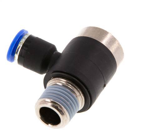 6mm x R1/4'' 90 graden L-vorm Messing/PA 66 Insteekfitting Buitendraad Binnenzeskant Draaibaar NBR [2 Stuks]