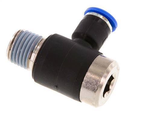 6mm x R1/4'' 90 graden L-vorm Messing/PA 66 Insteekfitting Buitendraad Binnenzeskant Draaibaar NBR [2 Stuks]