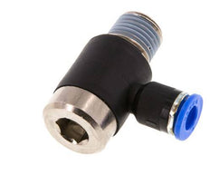 6mm x R1/4'' 90deg Elbow L-shape Push-in Fitting with Male Threads Brass/PA 66 NBR Inner Hexagon Rotatable [2 Pieces]
