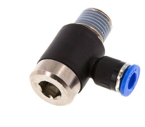 6mm x R1/4'' 90 graden L-vorm Messing/PA 66 Insteekfitting Buitendraad Binnenzeskant Draaibaar NBR [2 Stuks]