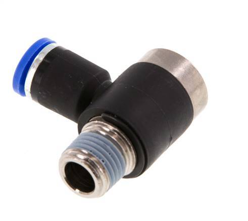 8mm x R1/4'' 90 graden L-vorm Messing/PA 66 Insteekfitting Buitendraad Binnenzeskant Draaibaar NBR [2 Stuks]