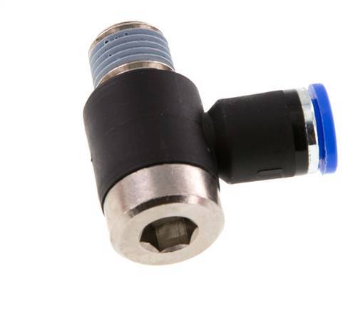 8mm x R1/4'' 90 graden L-vorm Messing/PA 66 Insteekfitting Buitendraad Binnenzeskant Draaibaar NBR [2 Stuks]