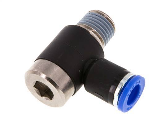 8mm x R1/4'' 90 graden L-vorm Messing/PA 66 Insteekfitting Buitendraad Binnenzeskant Draaibaar NBR [2 Stuks]