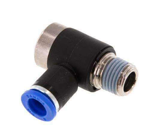 8mm x R1/4'' 90 graden L-vorm Messing/PA 66 Insteekfitting Buitendraad Binnenzeskant Draaibaar NBR [2 Stuks]