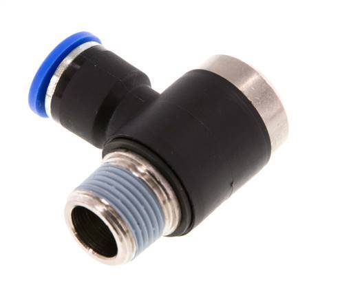 10mm x R3/8'' 90 graden L-vorm Messing/PA 66 Insteekfitting Buitendraad Binnenzeskant Draaibaar NBR