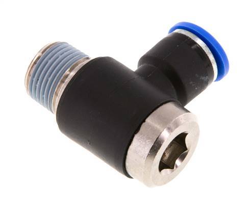 10mm x R3/8'' 90 graden L-vorm Messing/PA 66 Insteekfitting Buitendraad Binnenzeskant Draaibaar NBR