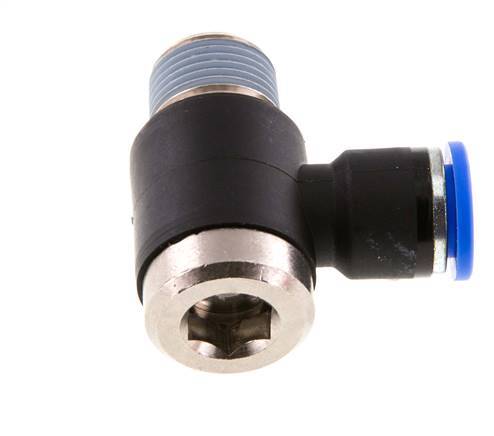 10mm x R3/8'' 90 graden L-vorm Messing/PA 66 Insteekfitting Buitendraad Binnenzeskant Draaibaar NBR