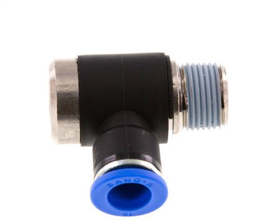 10mm x R3/8'' 90 graden L-vorm Messing/PA 66 Insteekfitting Buitendraad Binnenzeskant Draaibaar NBR