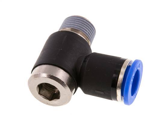12mm x R3/8'' 90 graden L-vorm Messing/PA 66 Insteekfitting Buitendraad Binnenzeskant Draaibaar NBR