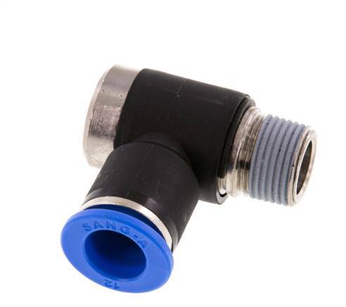 12mm x R3/8'' 90 graden L-vorm Messing/PA 66 Insteekfitting Buitendraad Binnenzeskant Draaibaar NBR