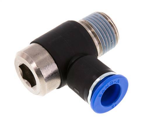 12mm x R1/2'' 90 graden L-vorm Messing/PA 66 Insteekfitting Buitendraad Binnenzeskant Draaibaar NBR