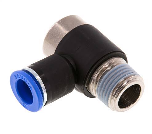 12mm x R1/2'' 90 graden L-vorm Messing/PA 66 Insteekfitting Buitendraad Binnenzeskant Draaibaar NBR