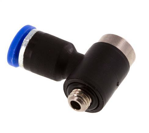 4mm x M 5 90deg Elbow L-shape Push-in Fitting with Male Threads Brass/PA 66 NBR Inner Hexagon Rotatable [2 Pieces]