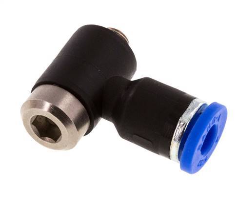4mm x M 5 90 graden L-vorm Messing/PA 66 Insteekfitting Buitendraad Binnenzeskant Draaibaar NBR [2 Stuks]