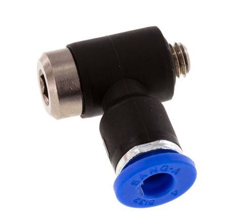 4mm x M 5 90 graden L-vorm Messing/PA 66 Insteekfitting Buitendraad Binnenzeskant Draaibaar NBR [2 Stuks]