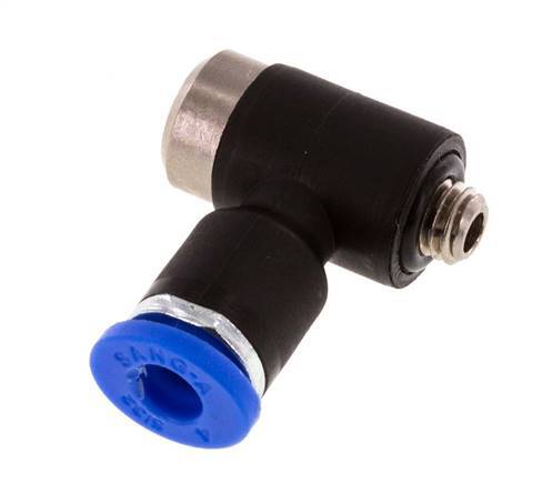 4mm x M 5 90 graden L-vorm Messing/PA 66 Insteekfitting Buitendraad Binnenzeskant Draaibaar NBR [2 Stuks]