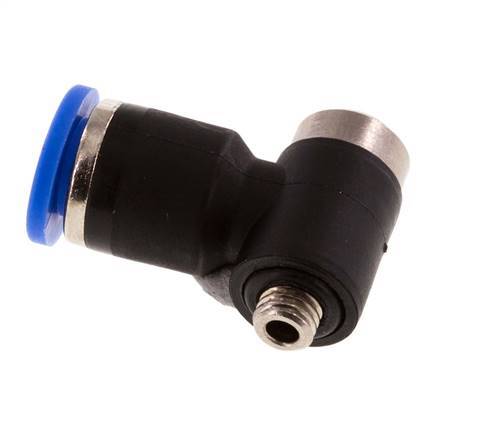 6mm x M 5 90deg Elbow L-shape Push-in Fitting with Male Threads Brass/PA 66 NBR Inner Hexagon Rotatable [2 Pieces]