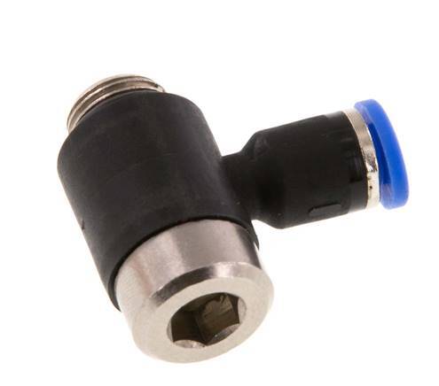 4mm x G1/8'' 90 graden L-vorm Messing/PA 66 Insteekfitting Buitendraad Binnenzeskant Draaibaar NBR [2 Stuks]