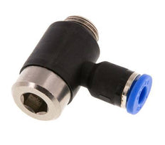 4mm x G1/8'' 90 graden L-vorm Messing/PA 66 Insteekfitting Buitendraad Binnenzeskant Draaibaar NBR [2 Stuks]