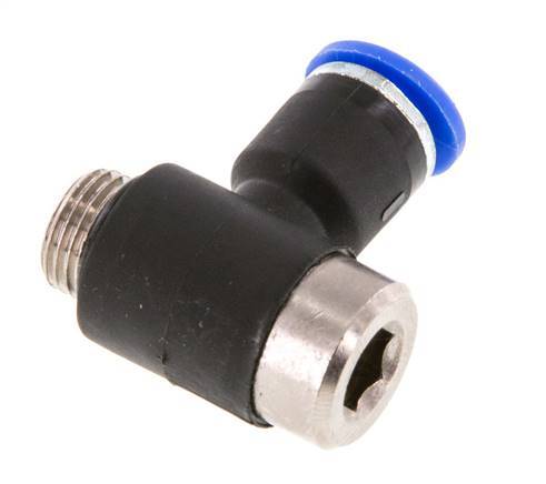6mm x G1/8'' 90 graden L-vorm Messing/PA 66 Insteekfitting Buitendraad Binnenzeskant Draaibaar NBR [2 Stuks]