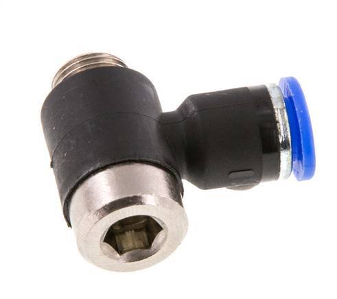 6mm x G1/8'' 90 graden L-vorm Messing/PA 66 Insteekfitting Buitendraad Binnenzeskant Draaibaar NBR [2 Stuks]