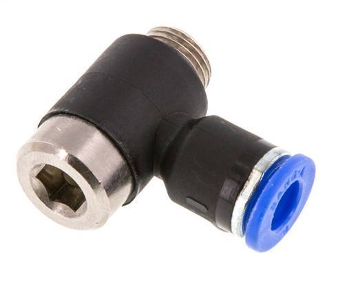 6mm x G1/8'' 90 graden L-vorm Messing/PA 66 Insteekfitting Buitendraad Binnenzeskant Draaibaar NBR [2 Stuks]