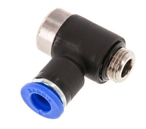 6mm x G1/8'' 90 graden L-vorm Messing/PA 66 Insteekfitting Buitendraad Binnenzeskant Draaibaar NBR [2 Stuks]