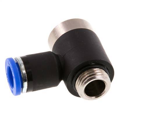 8mm x G1/4'' 90deg Elbow L-shape Push-in Fitting with Male Threads Brass/PA 66 NBR Inner Hexagon Rotatable [2 Pieces]