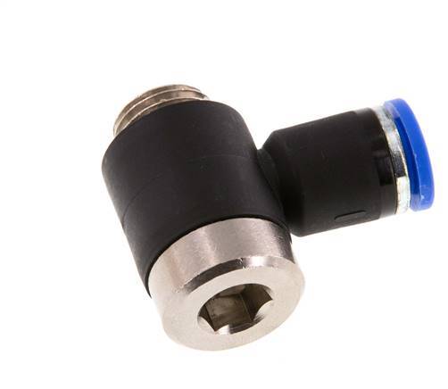 8mm x G1/4'' 90 graden L-vorm Messing/PA 66 Insteekfitting Buitendraad Binnenzeskant Draaibaar NBR [2 Stuks]