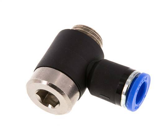 8mm x G1/4'' 90 graden L-vorm Messing/PA 66 Insteekfitting Buitendraad Binnenzeskant Draaibaar NBR [2 Stuks]