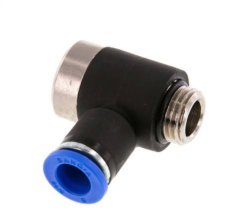 8mm x G1/4'' 90 graden L-vorm Messing/PA 66 Insteekfitting Buitendraad Binnenzeskant Draaibaar NBR [2 Stuks]