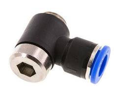 10mm x G1/4'' 90 graden L-vorm Messing/PA 66 Insteekfitting Buitendraad Binnenzeskant Draaibaar NBR
