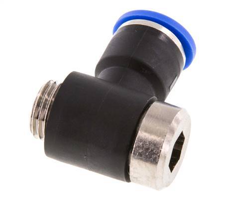 10mm x G1/4'' 90 graden L-vorm Messing/PA 66 Insteekfitting Buitendraad Binnenzeskant Draaibaar NBR