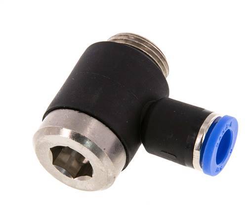 8mm x G3/8'' 90 graden L-vorm Messing/PA 66 Insteekfitting Buitendraad Binnenzeskant Draaibaar NBR