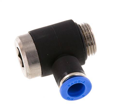 8mm x G3/8'' 90 graden L-vorm Messing/PA 66 Insteekfitting Buitendraad Binnenzeskant Draaibaar NBR