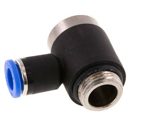 8mm x G3/8'' 90 graden L-vorm Messing/PA 66 Insteekfitting Buitendraad Binnenzeskant Draaibaar NBR