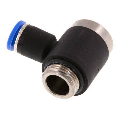 8mm x G3/8'' 90 graden L-vorm Messing/PA 66 Insteekfitting Buitendraad Binnenzeskant Draaibaar NBR