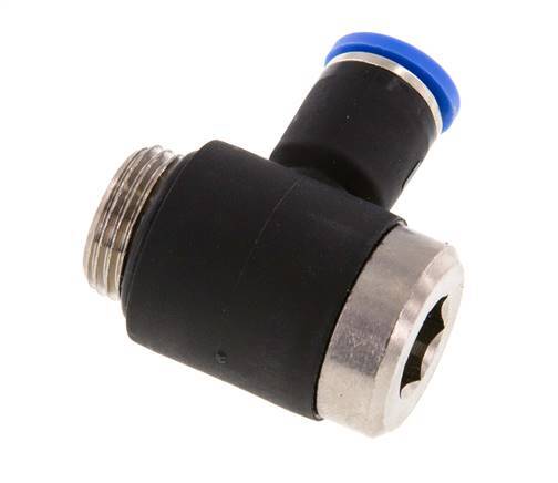 8mm x G3/8'' 90 graden L-vorm Messing/PA 66 Insteekfitting Buitendraad Binnenzeskant Draaibaar NBR