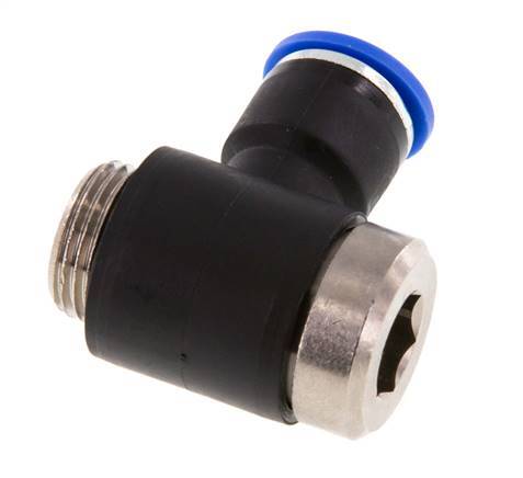 10mm x G3/8'' 90 graden L-vorm Messing/PA 66 Insteekfitting Buitendraad Binnenzeskant Draaibaar NBR