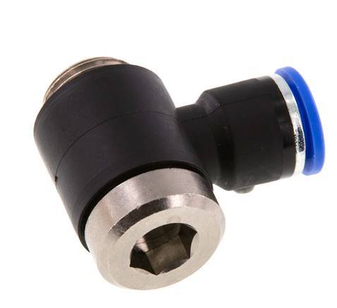 10mm x G3/8'' 90 graden L-vorm Messing/PA 66 Insteekfitting Buitendraad Binnenzeskant Draaibaar NBR