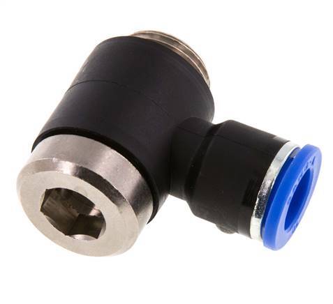 10mm x G3/8'' 90 graden L-vorm Messing/PA 66 Insteekfitting Buitendraad Binnenzeskant Draaibaar NBR