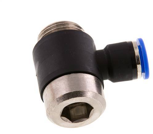 10mm x G1/2'' 90 graden L-vorm Messing/PA 66 Insteekfitting Buitendraad Binnenzeskant Draaibaar NBR